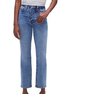 Good American Good Boy High Waist Crop Straight Leg Jeans Indigo (380) size 4